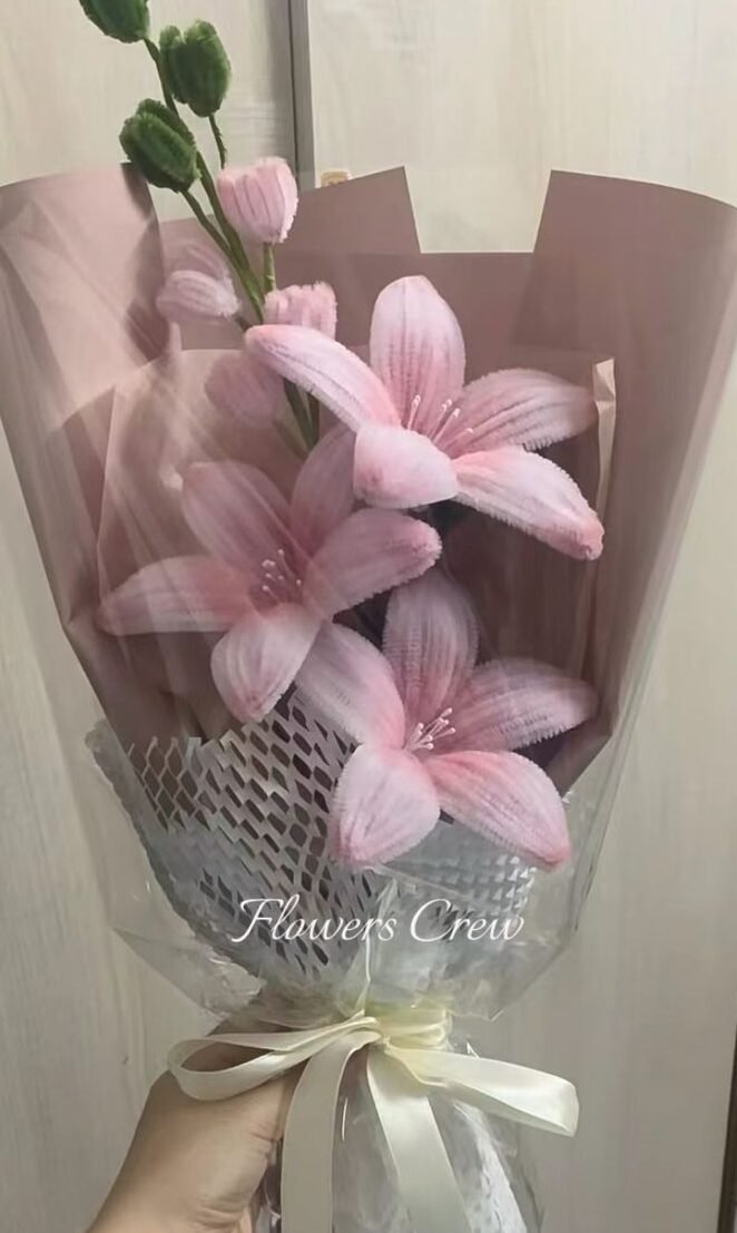 Pink Lily Crochet Bouquet