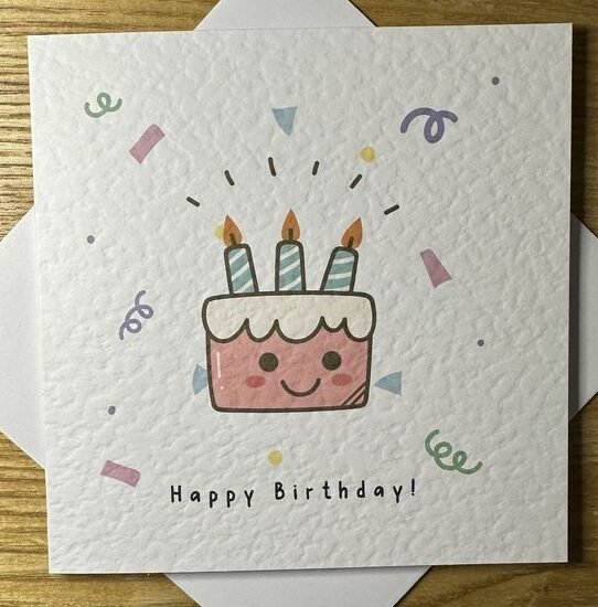 Smiley Birthday Cake Card