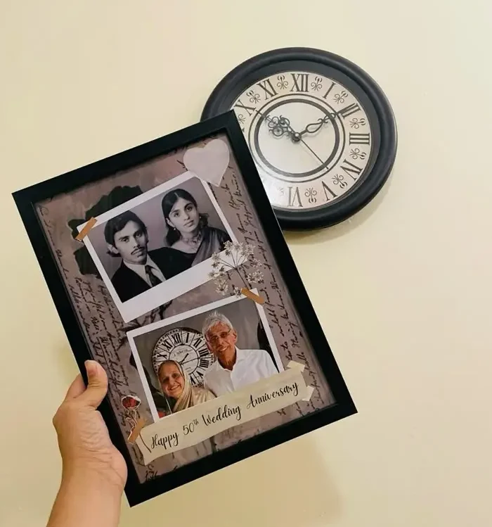 Vintage "Then & Now" Anniversary Frame